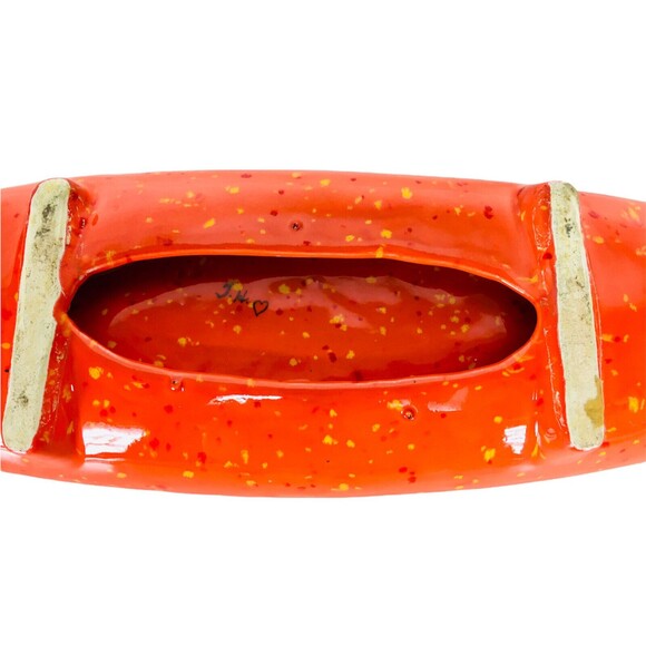Vintage MCM 60s 70s Orange Speckled Ceramic Atomic Surfboard Ashtray 16" - Picture 8 of 9